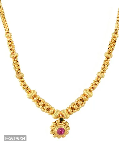 KALAPURI Traditional Handmade Jewellery Jijamata Thushi 24K Gold Plated Alloy Necklace for Women and Girls-thumb3