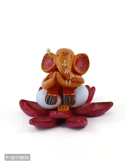 KALAPURI? Handcrafted M-Seal Art Ganesha Idol Sitting on Lotus/Vinayaka Idol/Showpiece-thumb2