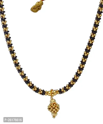 KALAPURI? Traditional Handmade Golden And Black Crystal Jewellery Alloy Necklace for Women and Girls-thumb3