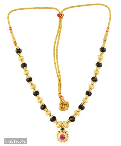 KALAPURI Traditional Yellow Handmade Jewellery Round Pandal Unique 24K Gold Plated Alloy Quartz Necklace for Women-thumb0