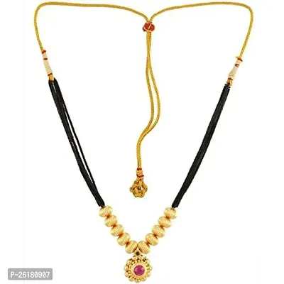 KALAPURIreg; Handmade Traditional 24K Gold Plated Red Crystal Laxmi Pendal Jewellery Mangalsutra for Womens