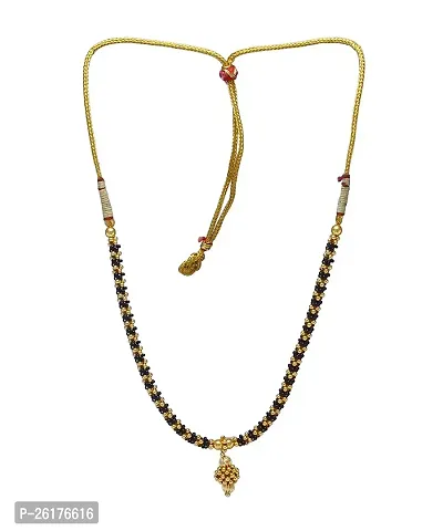 KALAPURI? Traditional Handmade Golden And Black Crystal Jewellery Alloy Necklace for Women and Girls-thumb0