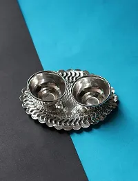 KALAPURI? Silver Plated Haldi-Kunku karand/Kankavati/Kumkum Pooja Thali Set-thumb1