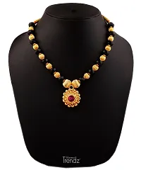 KALAPURI Traditional Yellow Handmade Jewellery Round Pandal Unique 24K Gold Plated Alloy Quartz Necklace for Women-thumb1