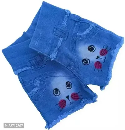 Fabulous Blue Denim Self Pattern Denim Shorts For Girls-thumb0