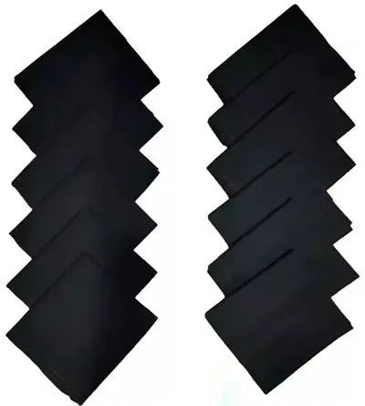 JENNY DENIAL PURE COTTON Black RUMAL/Handkerchief For Men PACK OF 12 (Size 48 * 48 CM) hankies