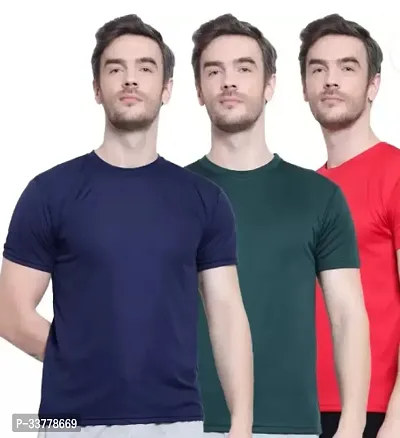 Elegant Polyester Solid Round Neck Tees For Men- Pack Of 3-thumb0