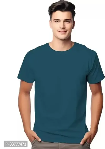 Stylish Green Polyester Blend Round Neck T-shirt For Men-thumb0