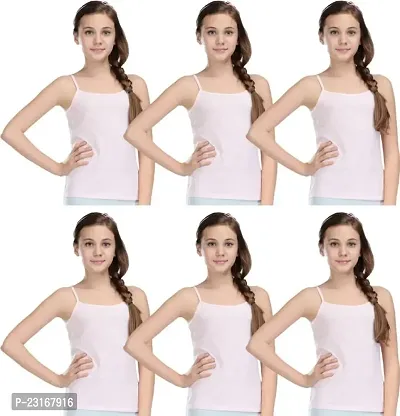 Trendy Camisole For Girls in Pack of 6 in white color