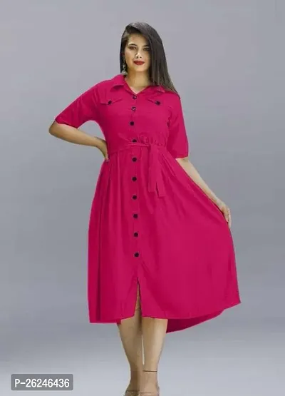 Stylish Rayon Pink Stitched Kurti For Women-thumb0