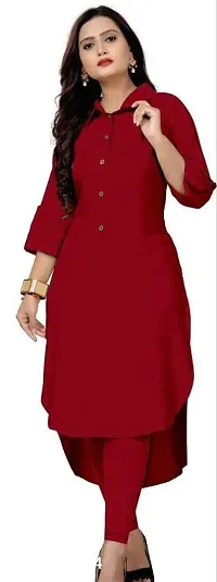 Stylish Rayon Red Stitched Kurti For Women-thumb0