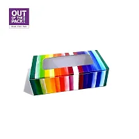 Out of The Pack (OOTP) Premium Brownie Box for 2 with Window - Pack of 10 (Rainbow Stripes)-thumb1