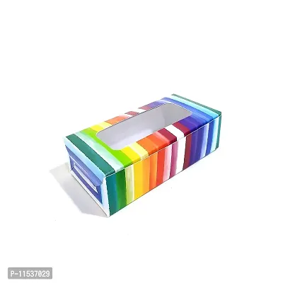 Out of The Pack (OOTP) Premium Brownie Box for 2 with Window - Pack of 10 (Rainbow Stripes)-thumb0