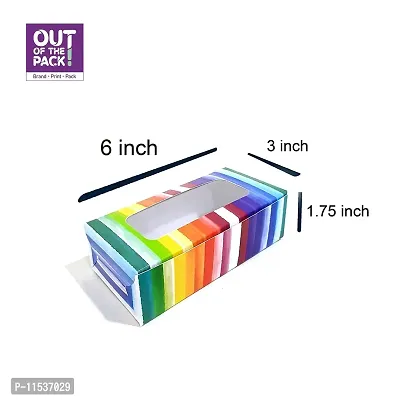 Out of The Pack (OOTP) Premium Brownie Box for 2 with Window - Pack of 10 (Rainbow Stripes)-thumb3