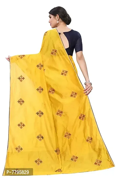 RJB women's linen embroidery saree with blouse pieace (2261_yellow_free size)-thumb3