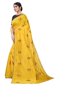 RJB women's linen embroidery saree with blouse pieace (2261_yellow_free size)-thumb1
