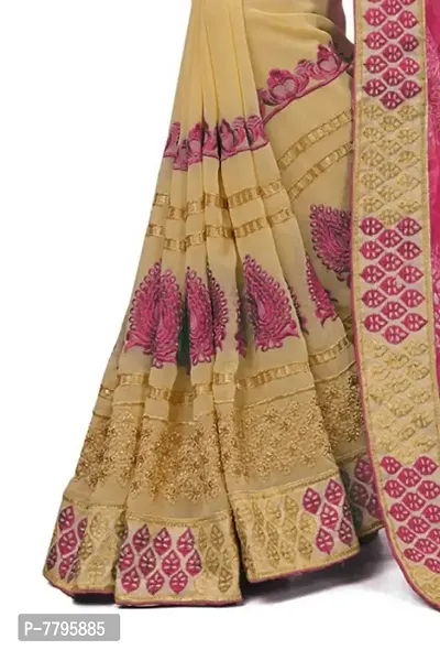 RJB Women's Banarasi Georgette Saree With Un-stitched Blouse (2131-RJB_Pink)-thumb5