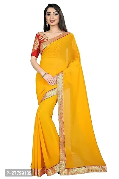 Stylish Yellow Art Silk Saree With Blouse Piece-thumb0