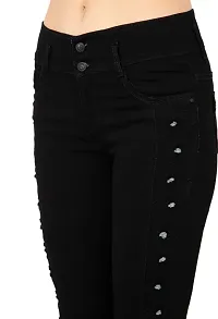 Black Flower Women Jeans-thumb2