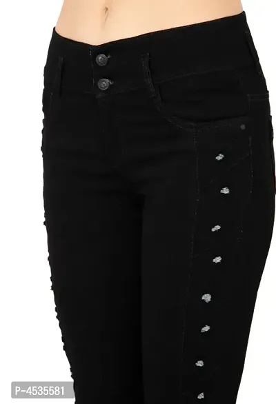 Black Flower Women Jeans-thumb3