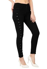 Black Flower Women Jeans-thumb3