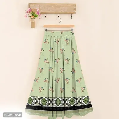Stunning Green Cotton Printed Ethnic Skirt For Women-thumb0