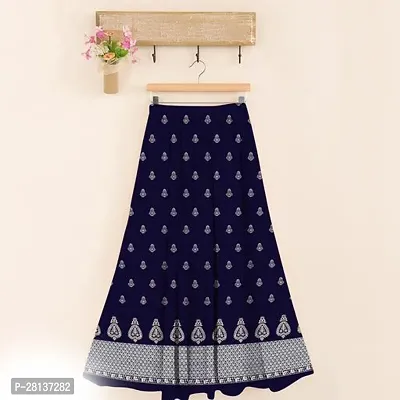 Stunning Blue Cotton Printed Ethnic Skirt For Women-thumb0