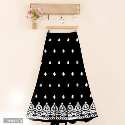 Stunning Black Cotton Printed Ethnic Skirt For Women