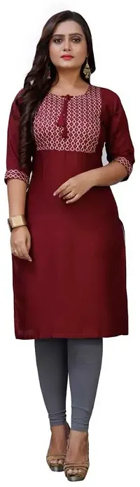 Stylish Rayon Straight Embroidered Kurta For Women-thumb2