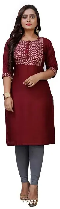 Stylish Rayon Straight Embroidered Kurta For Women-thumb3