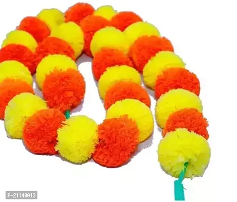 Ankita Online Digital Bazar Artificial Marigold Fluffy Flower/ Reusable Garland String for Festival and Event Decorations-thumb0