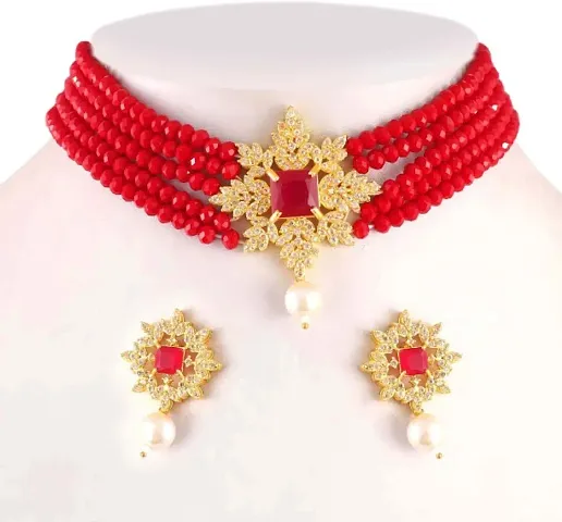 Festive Wear Brass Choker Jewellery Set