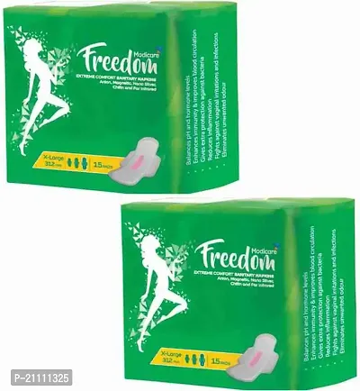 Modicare Freedom Comfort Sanitary Napkin X-Large (30 Pads) (Pack Of 2) (30 Pads)