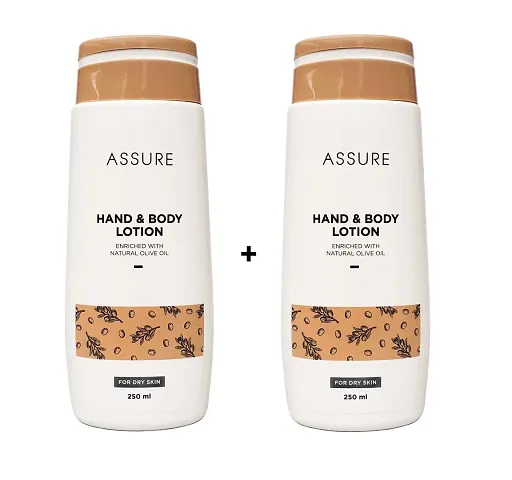 Assure Hand  Body Lotion Soft  Smooth With Natural Olive Oil For Dry Skin (Pack Of 2) Each 250ml