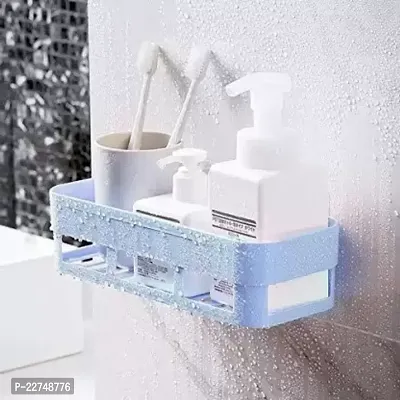 Bathroom Organizer Rack Bathroom Kitchen Caddy Soap Holder Plastic Wall Shelf Plastic Wall Shelf  Number of Shelves  4 Blue