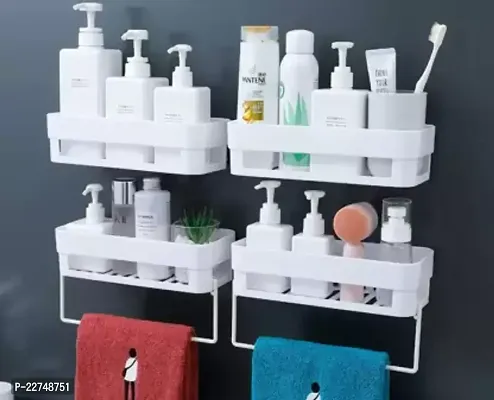 Multipurpose Plastic Bathroom Kitchen Office Organizer Rack Bathroom Holder Plastic Wall Shelf  Number of Shelves  4 2 HegarWhite