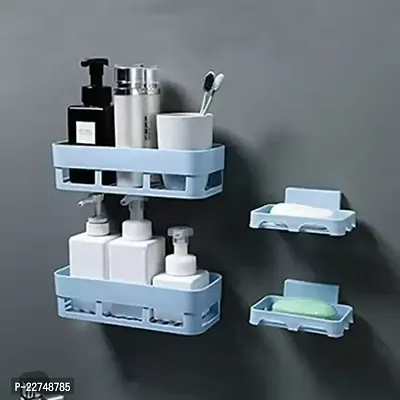 2 PCS BATHROOM toothbrush stands plastic  3 Bathroom Soap case holder  Plastic Toothbrush Holder  BLUE color Wall Mount