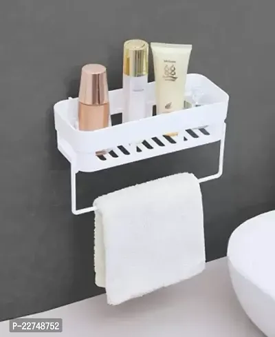 Multipurpose Plastic Office Organizer Rack Bathroom Kitchen Caddy Soap Holder Plastic Wall Shelf  Number of Shelves  1 White 1 Hengar-thumb0