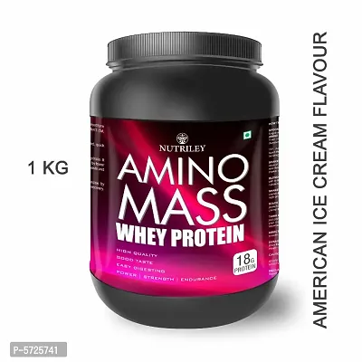 Nutriley Premium Whey Protein Powder 1 Kg Weight Gainer, With American Ice Cream Flavour, For Mass & Muscle Gain-thumb0