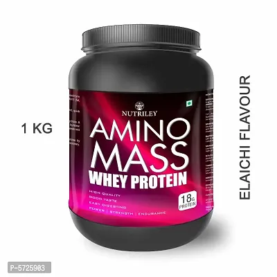 Nutriley Premium Whey Protein Powder 1 Kg Weight Gainer, With Elaichi Flavour, For Mass  Muscle Gain