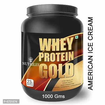Nutriley Gold Premium, Whey Protein Powder, Weight Gainer, With American Ice cream Flavour, For Mass Gain  Muscle Gain-thumb0
