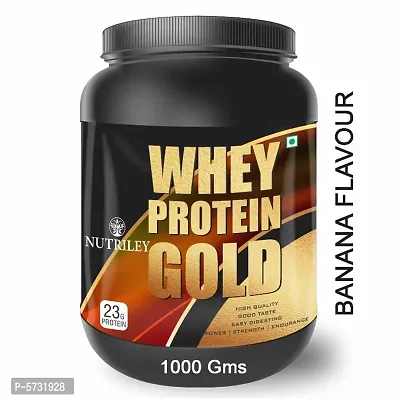 Nutriley Gold Premium, Whey Protein Powder, Weight Gainer, With Banana Flavour, For Mass Gain  Muscle Gain-thumb0