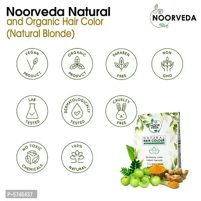 Noorveda Blonde Natural Hair Colour, Made of 100% Organic Herbs For Hair Care  Conditioning - 100 Gms (25 G x 4 Sachets)-thumb2