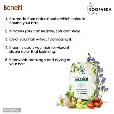 Noorveda Brown Natural Hair Colour, Made of 100% Organic Herbs For Hair Care  Conditioning - 100 Gms (25 G x 4 Sachets)-thumb3