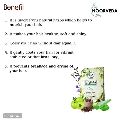 Noorveda Dark Brown Natural Hair Colour, Made of 100% Organic Herbs For Hair Care  Conditioning - 100 Gms (25 G x 4 Sachets)-thumb3