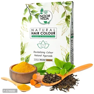 Noorveda Walnut Natural Hair Colour, Made of 100% Organic Herbs For Hair Care  Conditioning - 100 Gms (25 G x 4 Sachets)