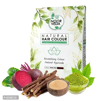 Noorveda Wine Red Natural Hair Colour, Made of 100% Organic Herbs For Hair Care  Conditioning - 100 Gms (25 G x 4 Sachets)