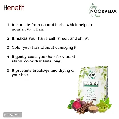 Noorveda Wine Red Natural Hair Colour, Made of 100% Organic Herbs For Hair Care  Conditioning - 100 Gms (25 G x 4 Sachets)-thumb3