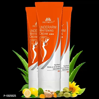 Intimify Underarm Whitening Cream for Smoother Underarm, mild pimples and dark spots and whiter Underarms (20 gms x 3pc).