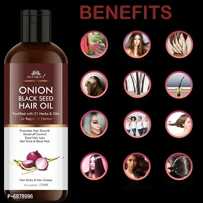 Intimify Onion hair oil, Hair falling oil, faster growth with Onion oil, Brahmi, Til oil, Bhringraj  120ml pack of 1.-thumb2